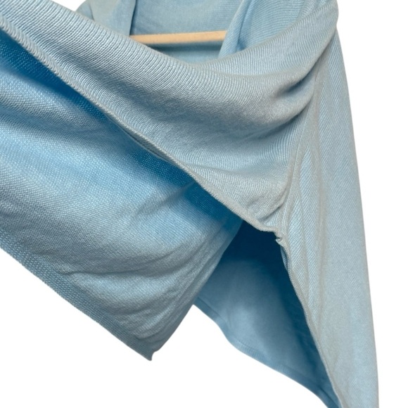 Caroline Grace Cotton Cashmere Baby Blue Asymmetrical Poncho Sweater Layer OS - Picture 4 of 13